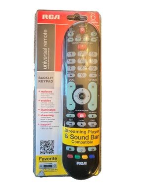 RCA 6 Device Universal Remote Control Works on 400 Brands RCRPS06GR NEW